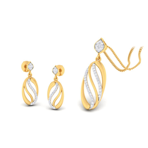 22k gold cz unique pendant set