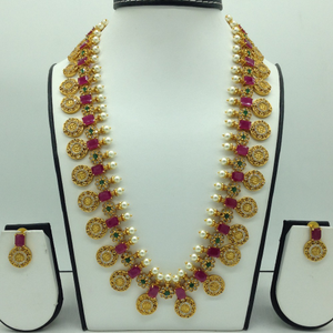 Multicolour cz antique kasu long necklace se