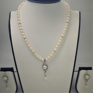 White cz and pearls pendent set with oval 