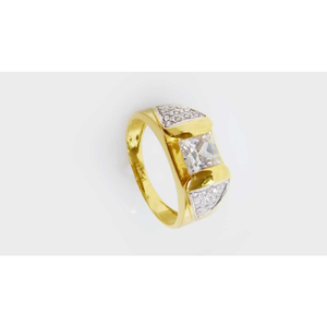 916 Gold CZ Diamond Ring For Gents