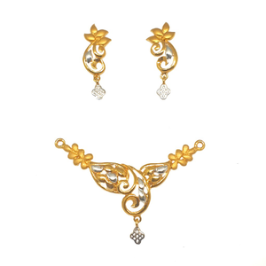 22K Gold Fancy Mangalsutra Pendant With Earri
