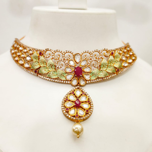 Maharani choker kundan work with hanging moti