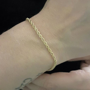 18 kt yellow gold rope chain women's bracelet
