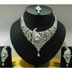 Silver Diamond Necklace Set