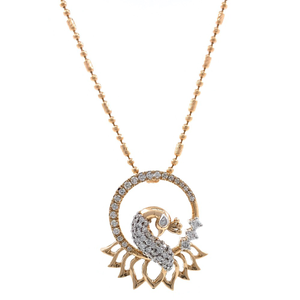 Peacock design diamond pendant in 18k rose go