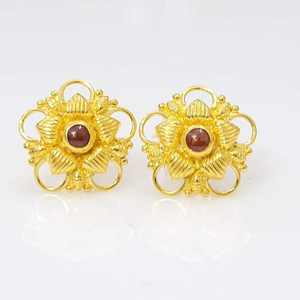 916 Yellow Gold Pearl Floral earrings rh-le81