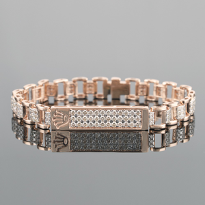 18kt rolex shaped diamond men's bracelet
