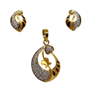 22K Gold Butterfly Shape Modern Pendant Set M