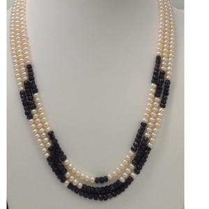 Freshwater White Flat Pearls 3 Layers Necklac