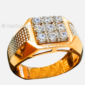 22kt gold stylish indian diamond gents ring