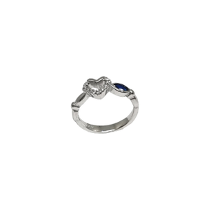 Heart With Beautiful Blue Diamond In 925 Ster