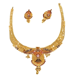 916 gold kalkatti meenakari necklace set mga 