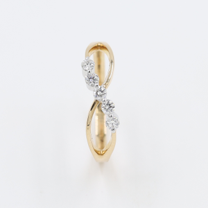 14Kt Classy Leaf Rose Gold Real Diamond Finge