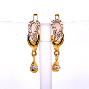 22k Yellow Gold CZ Elite Bali Earrings