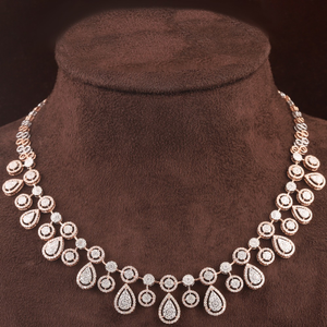 18kt rose gold drop shaped  diamond necklace