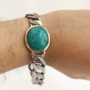 18 Kt Real Solid White Gold Natural Turquoise