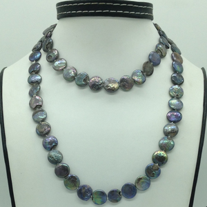 Freshwater black&nbsp;button baroque&nbsp;pearls knot