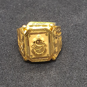 Gold 91.6 Ganpati Design Gents Ring