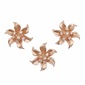 Rising Flower Rose 925 Silver Pendant Set