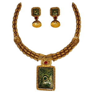 22k gold antique oxidised modern necklace set