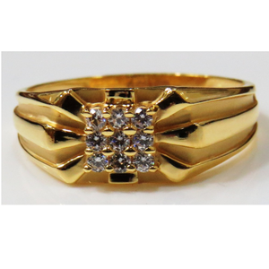 22kt gold casting cz classic gents ring