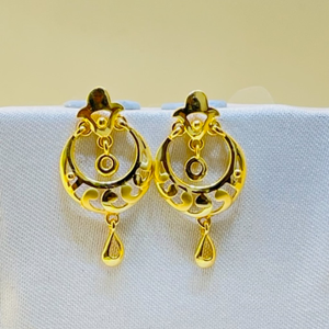 22k yellow gold traditional chandbali plain e