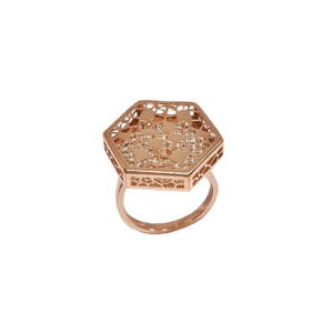 Hexagonal Rose Silver Ring In 925 Sterling Si
