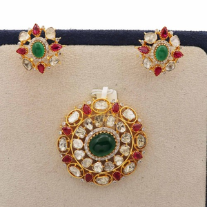 22k Gold Elegant Colourful Pearl Pendant Set 