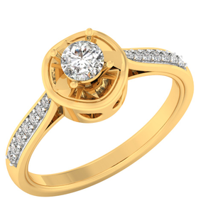 14 KT GOLD SOLITAIRE DESIGNER RING