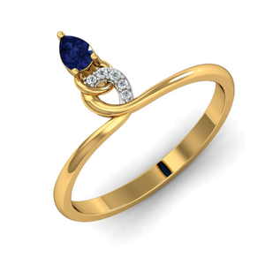 14KT GOLD LOOP SHAPE STONE RING