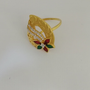 916 gold flower design ladies ring
