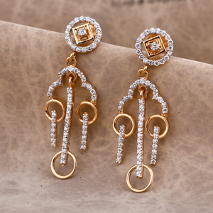 750 Rose Gold  stylish Hallmark Earring RE176