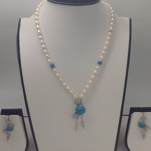 White cz;turquoise pendent set with oval p