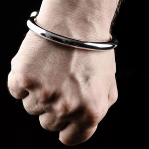 18Kt White Gold Round Smooth Cuff Men's Brace