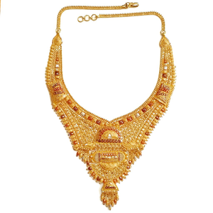 22k gold kalkatti rajwadi necklace mga - gn07