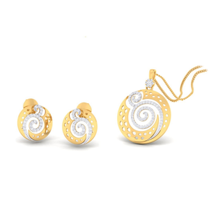 22k gold cz circular pendant set