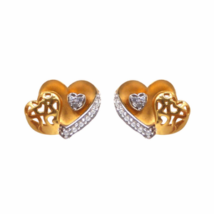 Matt Finished Heart Tops 22k Gold