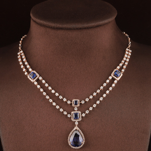 18kt rose gold drop shaped diamond necklace