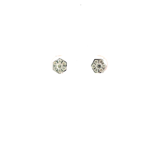 14kt diamond hexagon stud earrings in rosegol