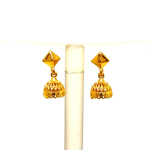 22k Yellow Gold Traditional Jhumki  Plain Ear