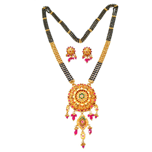 22kt Gold Kalkatti Round Shape 3 Line Mangals