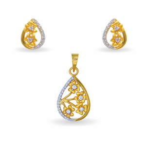 Four Flower 22k Gold Pendant Set