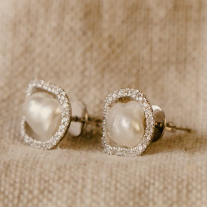 Gold Diamond And pearl Earrings