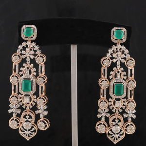 18kt rose gold green stone diamond fancy earr