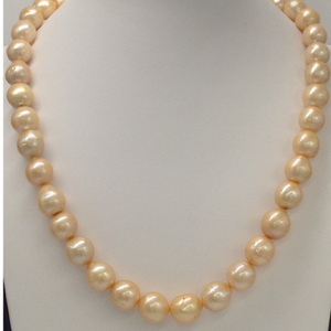 Freshwater golden round baroque pearls mala j