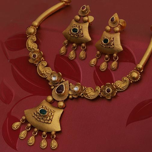 22kt gold bridle antique necklace set with ea