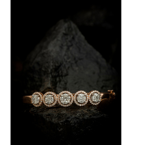 18KT Real Diamond Designer Marquise Bangle