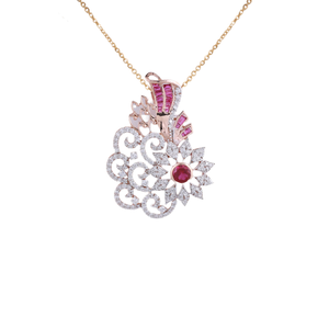 18K Rose Gold Lab Grown Diamond With Ruby Sto