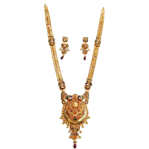 22k gold designer meenakari peacock necklace 