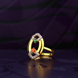 22K Gold CZ Oval Shape Ring